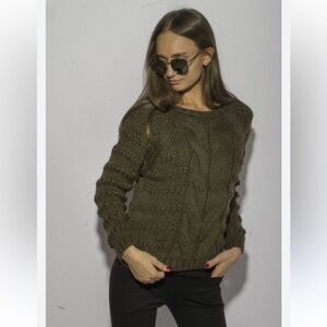 Wooden Ships Olive Cable Knit Sweater